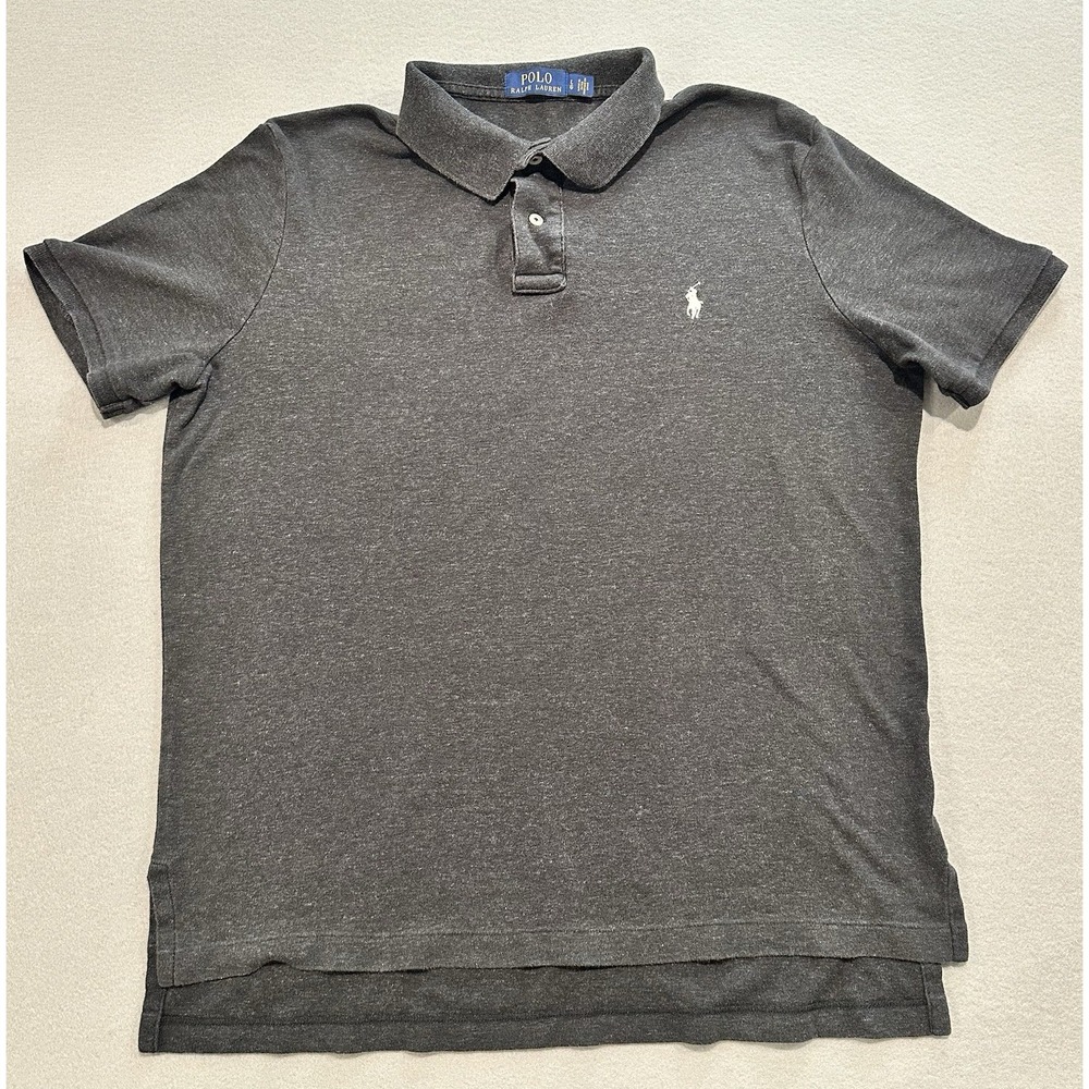 Polo Ralph Lauren Polo Shirt Mens L Gray Short Sleeve Collared Logo Classic